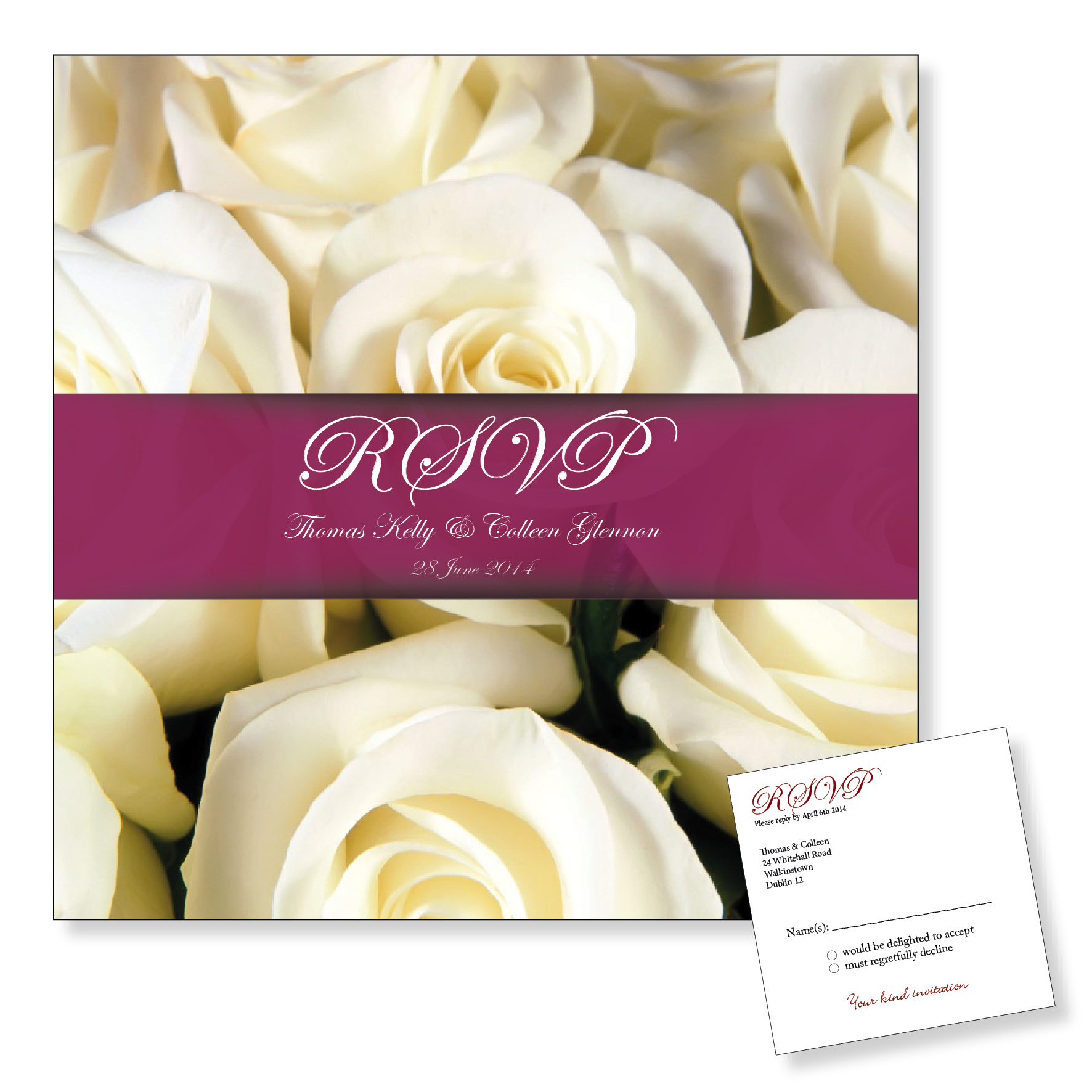 Reply Card - White Roses