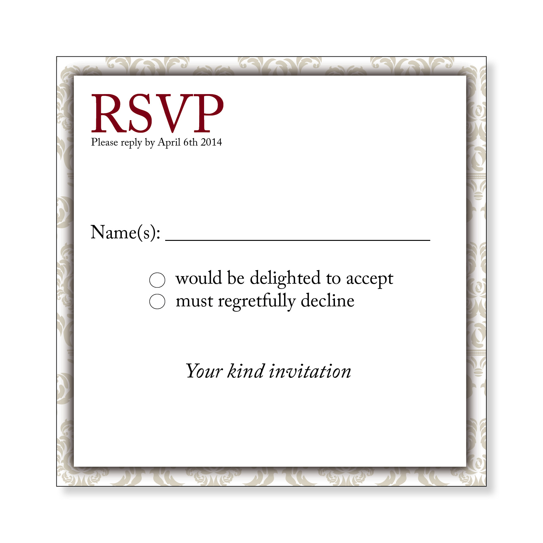 RSVP card