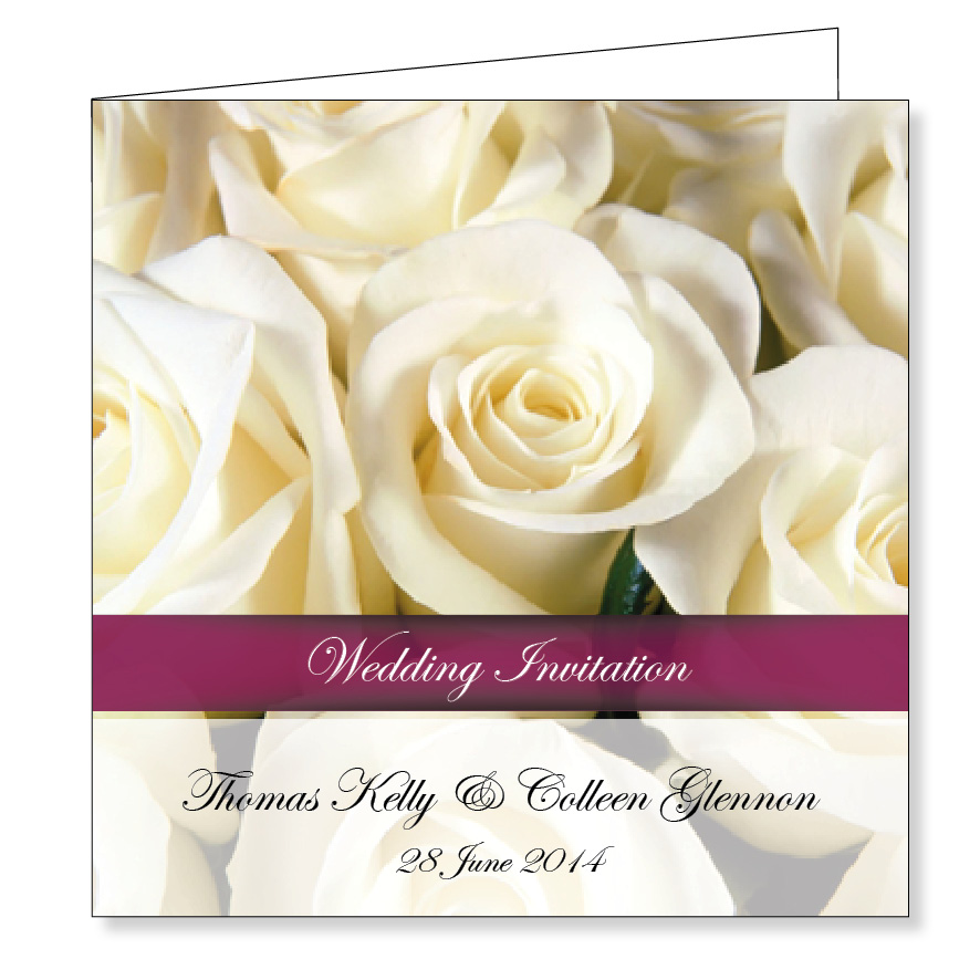 Folding wedding invitation - White Roses