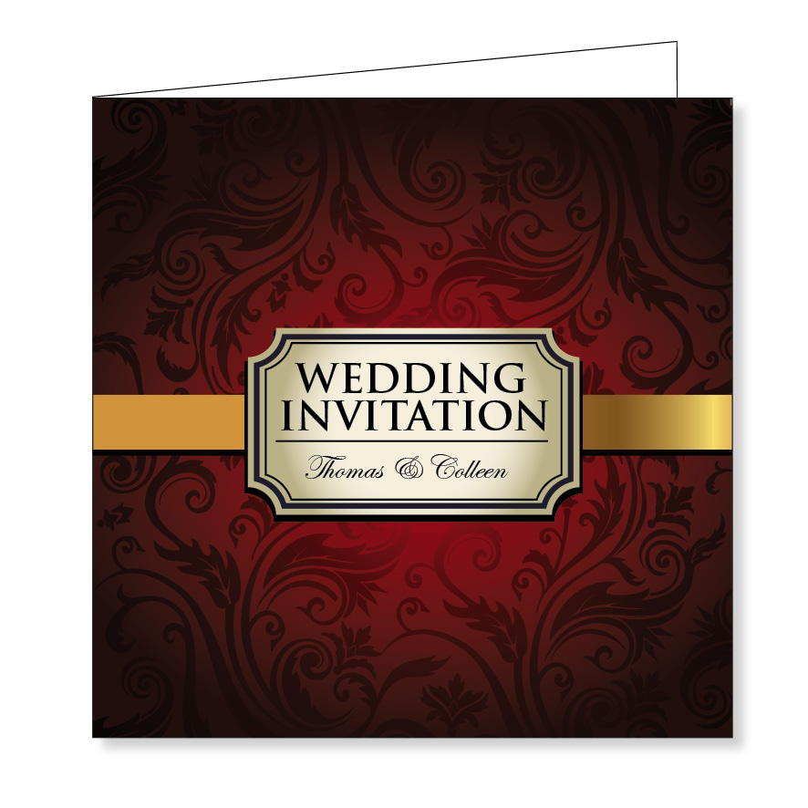 Folding wedding invitation - Vintage red