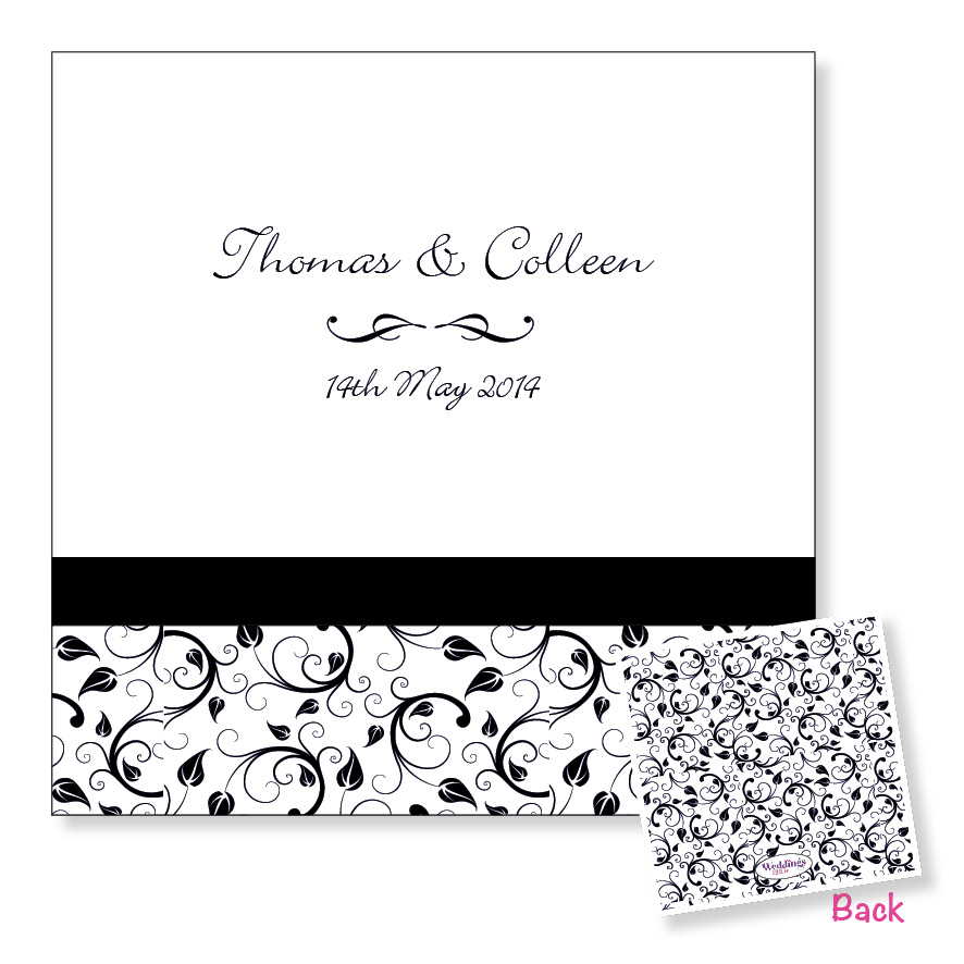 Folding wedding invitation - black floral