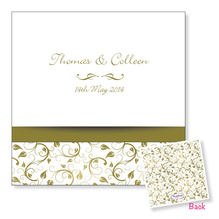 Folding wedding invitation - Gold floral