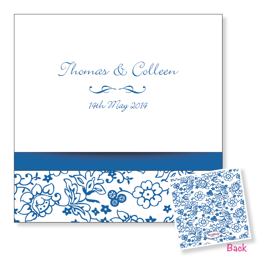 Folding wedding invitation - Blue floral
