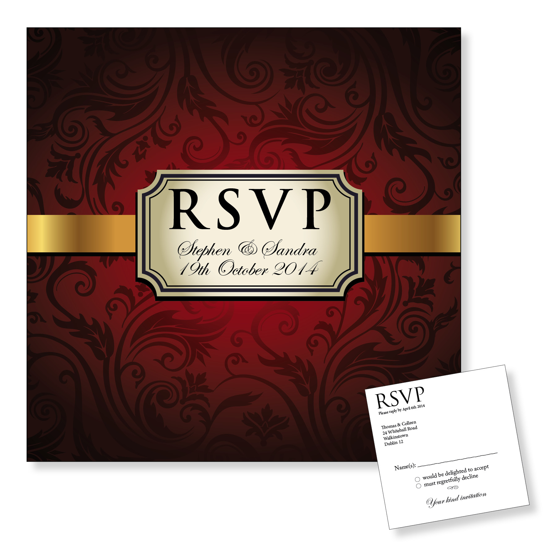 Reply Card - Vintage Red