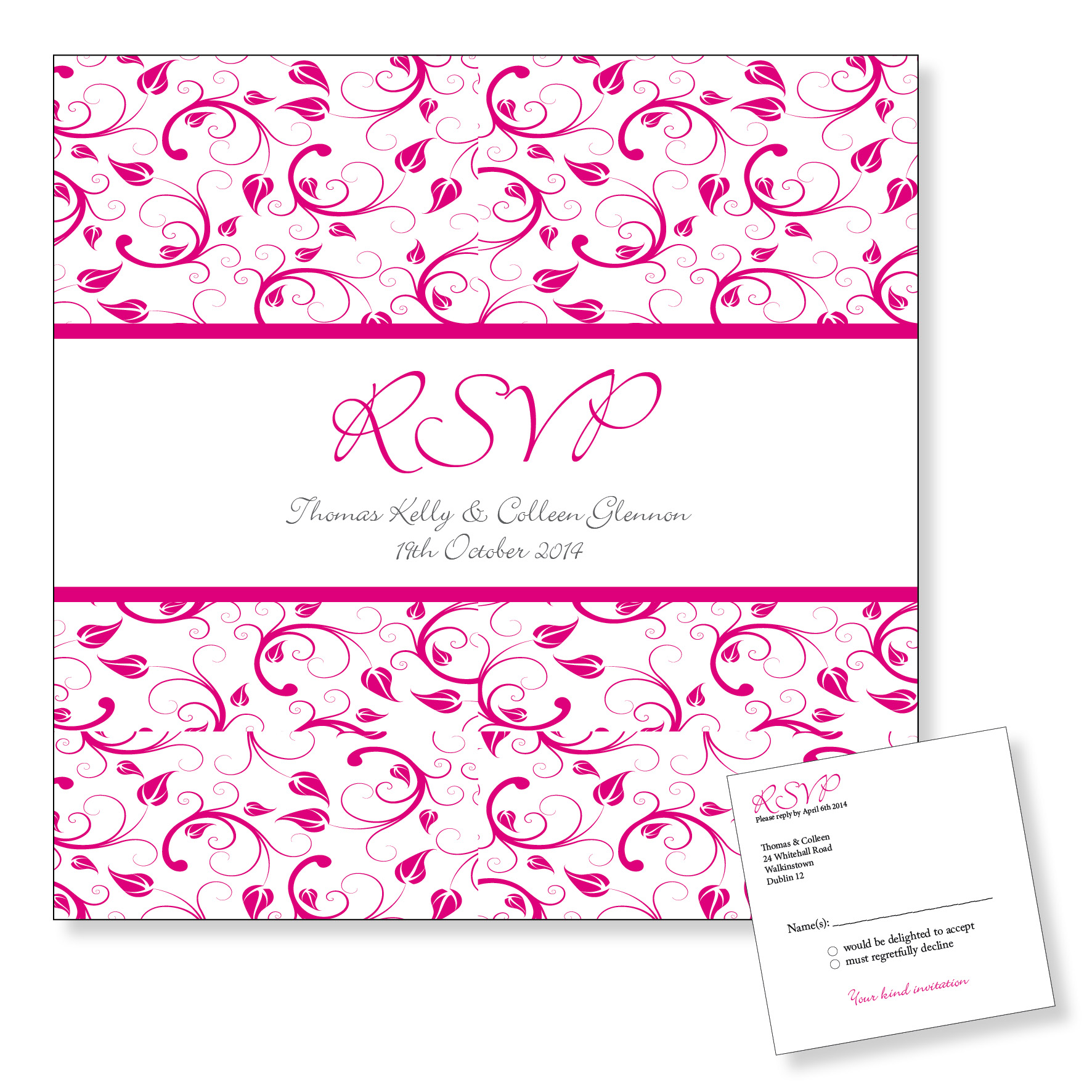 Reply Card - Pink Floral