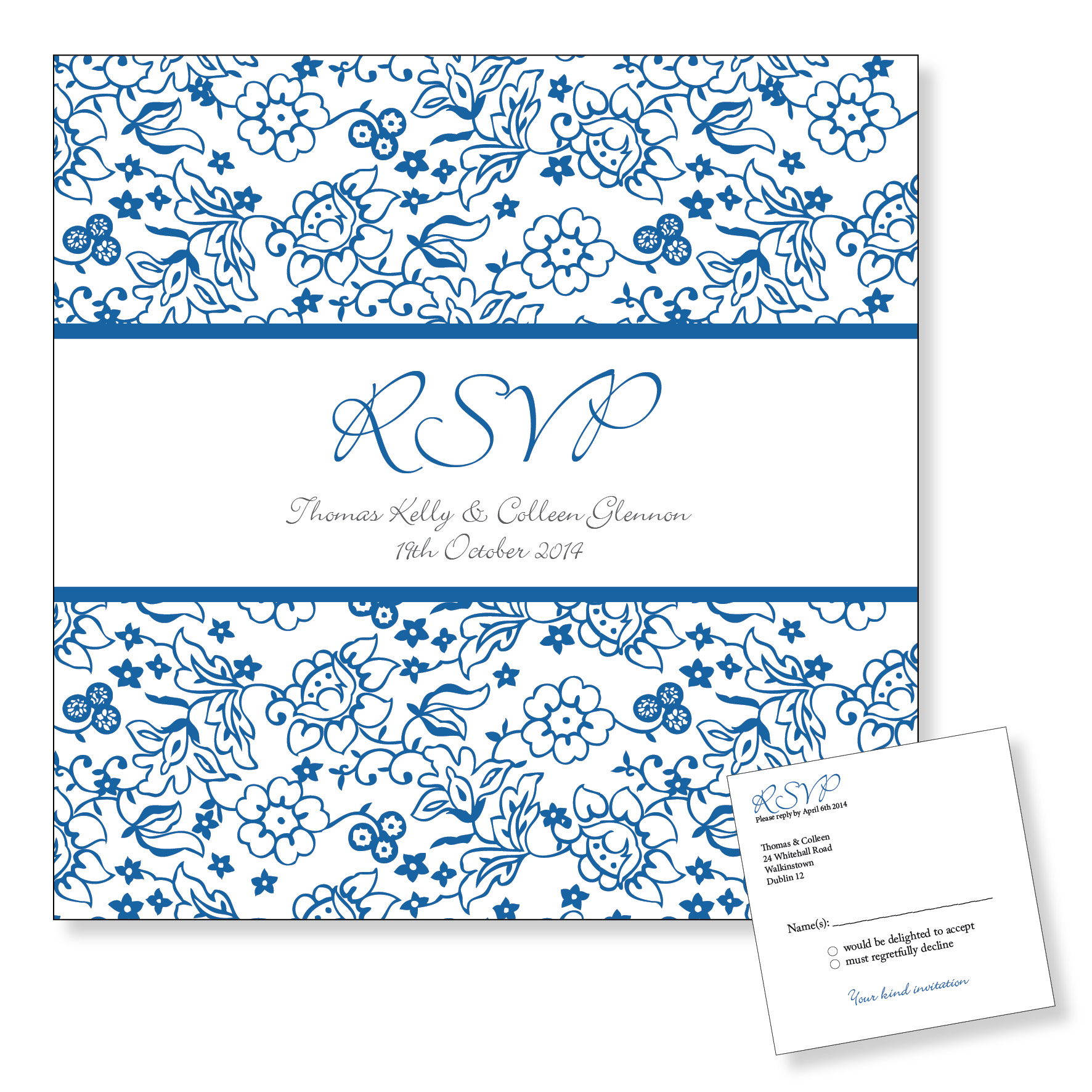 Reply Card - Blue Floral